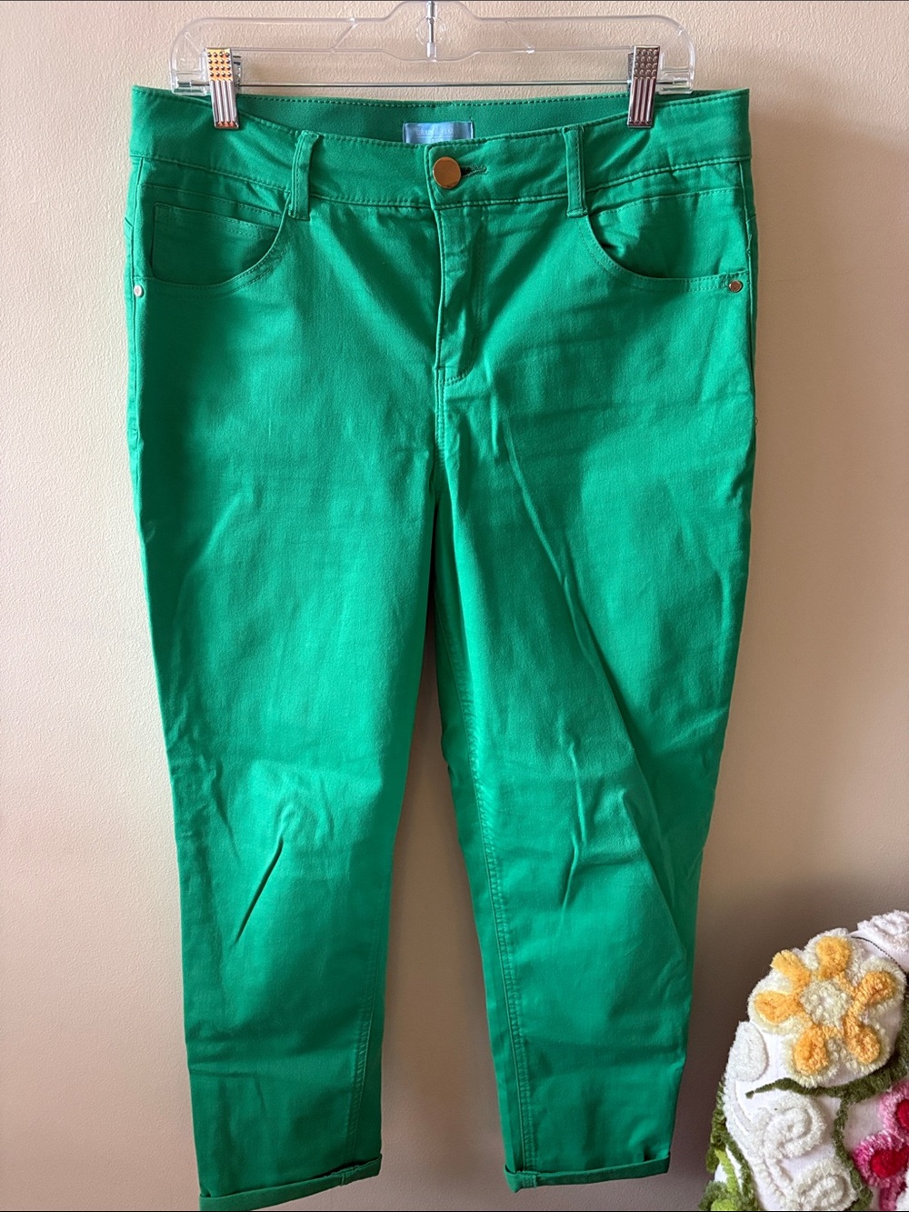 Draper James Bright Green Cropped Skinny Pants sz 14